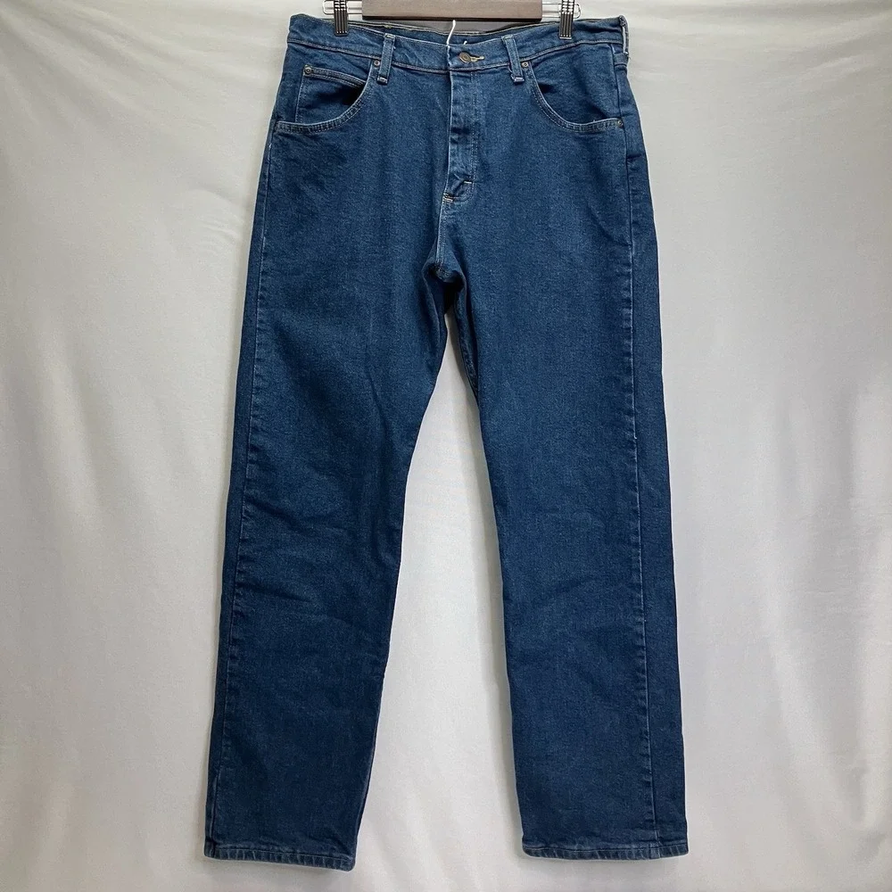Wrangler Mens Blue Medium‎ Wash Straight Leg Jeans 34x32